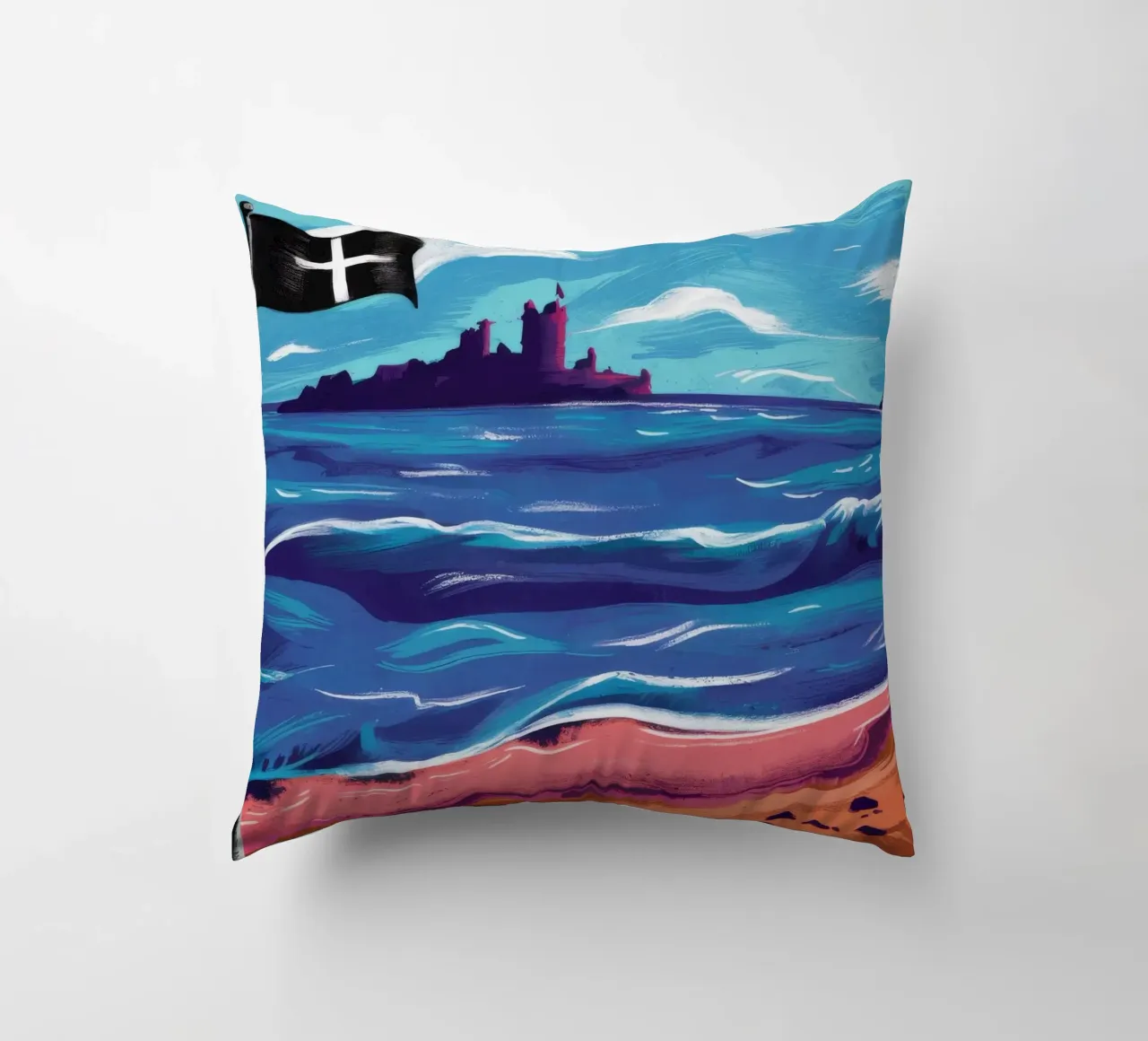 Bandiera nera sulla spiaggia cuscino da Silk Palette