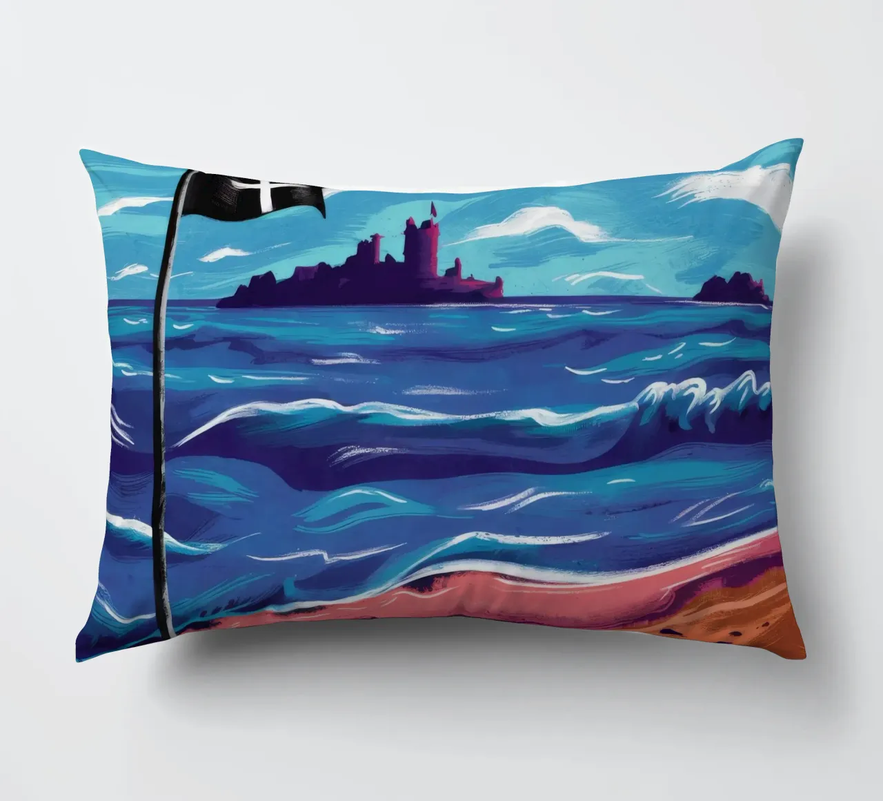 Bandiera nera sulla spiaggia cuscino da Silk Palette