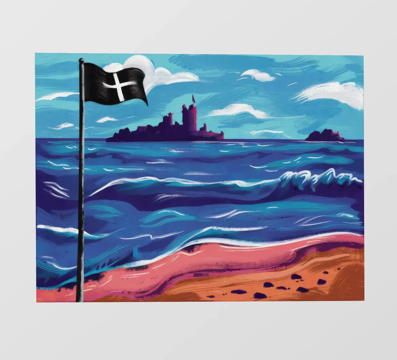 Bandiera nera sulla spiaggia telo in pvc da Silk Palette