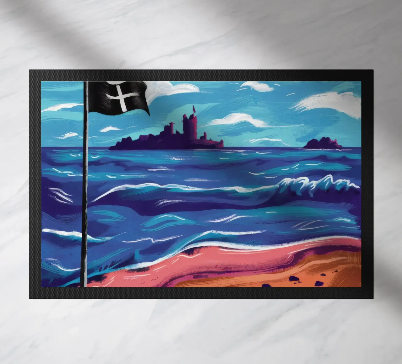 Bandiera nera sulla spiaggia zerbino da Silk Palette
