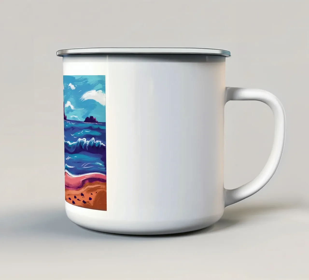 Bandiera nera sulla spiaggia tazza in smalto da Silk Palette