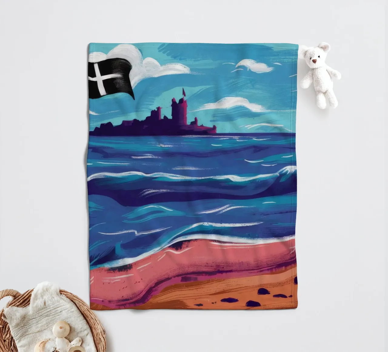 Bandiera nera sulla spiaggia coperta in pile da Silk Palette