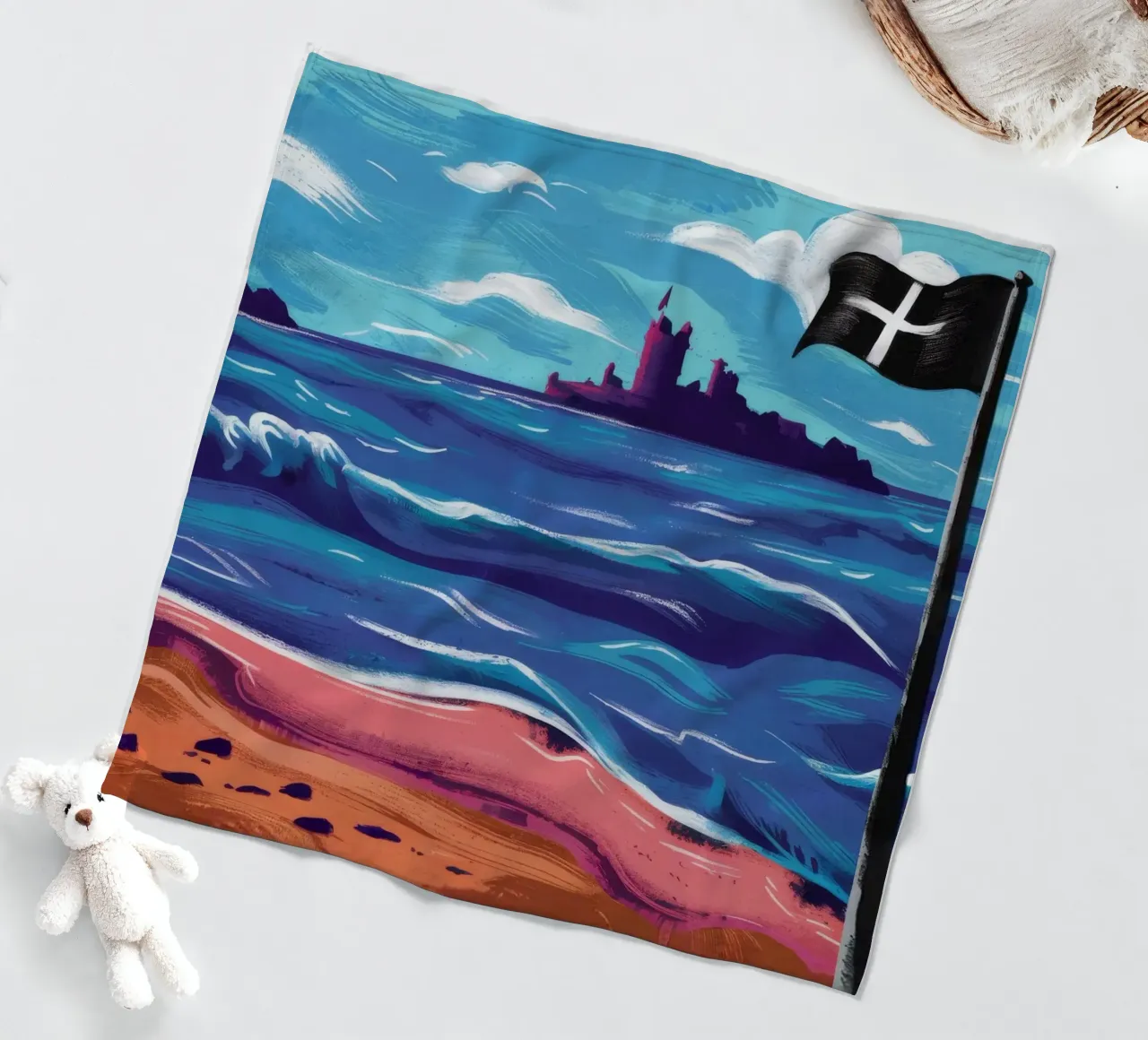 Bandiera nera sulla spiaggia coperta in pile da Silk Palette
