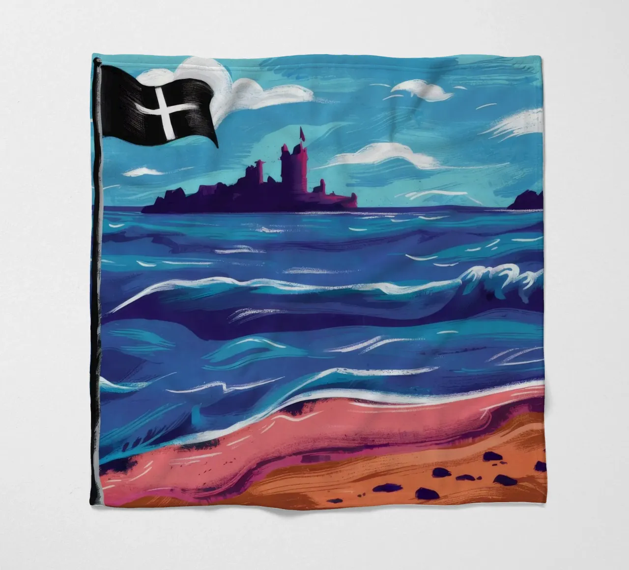 Bandiera nera sulla spiaggia coperta in pile da Silk Palette