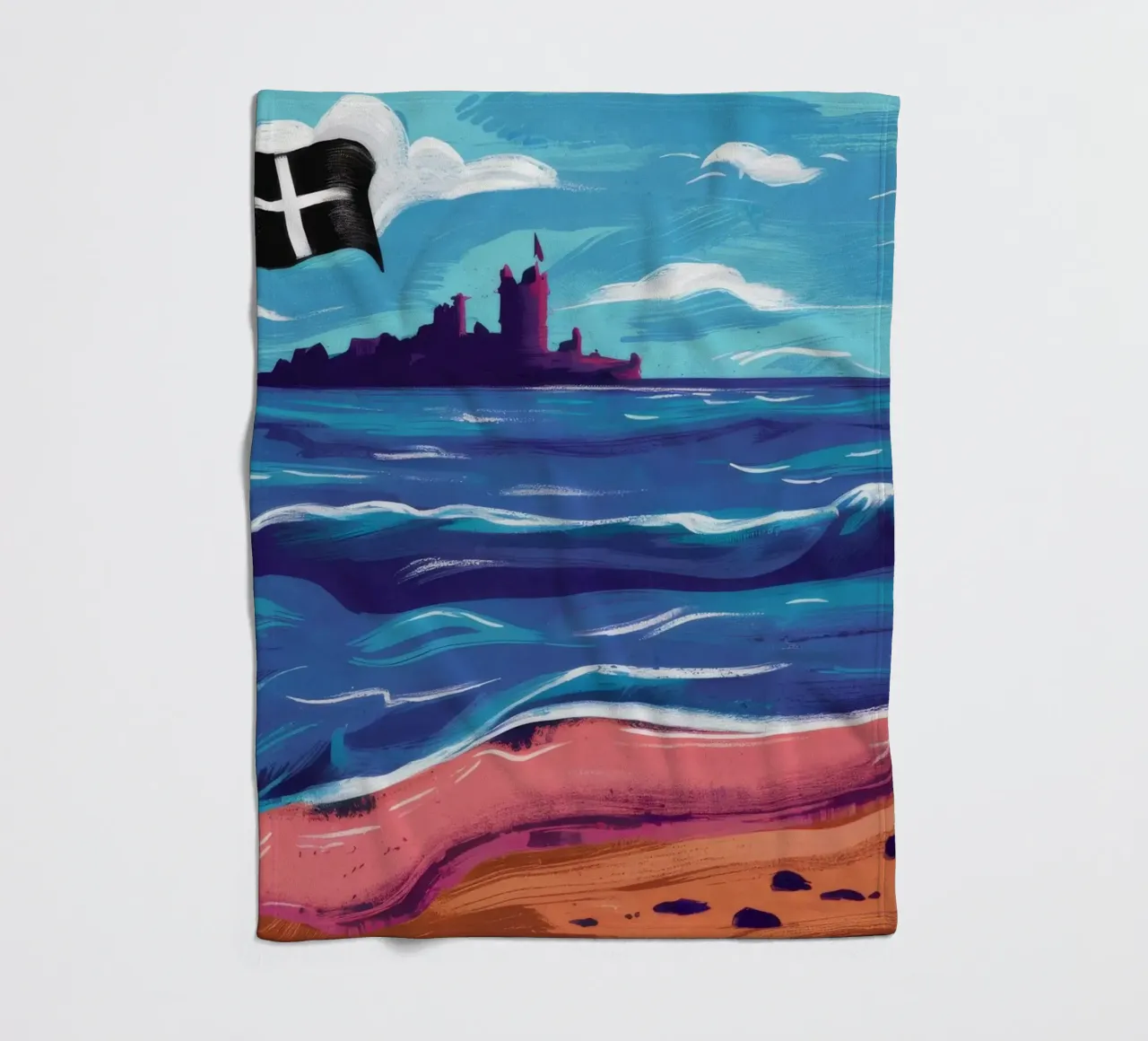Bandiera nera sulla spiaggia coperta in pile da Silk Palette