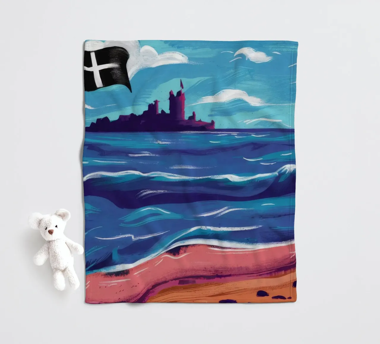 Bandiera nera sulla spiaggia coperta in pile da Silk Palette