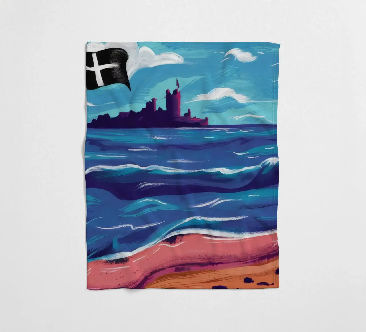 Bandiera nera sulla spiaggia coperta in pile da Silk Palette