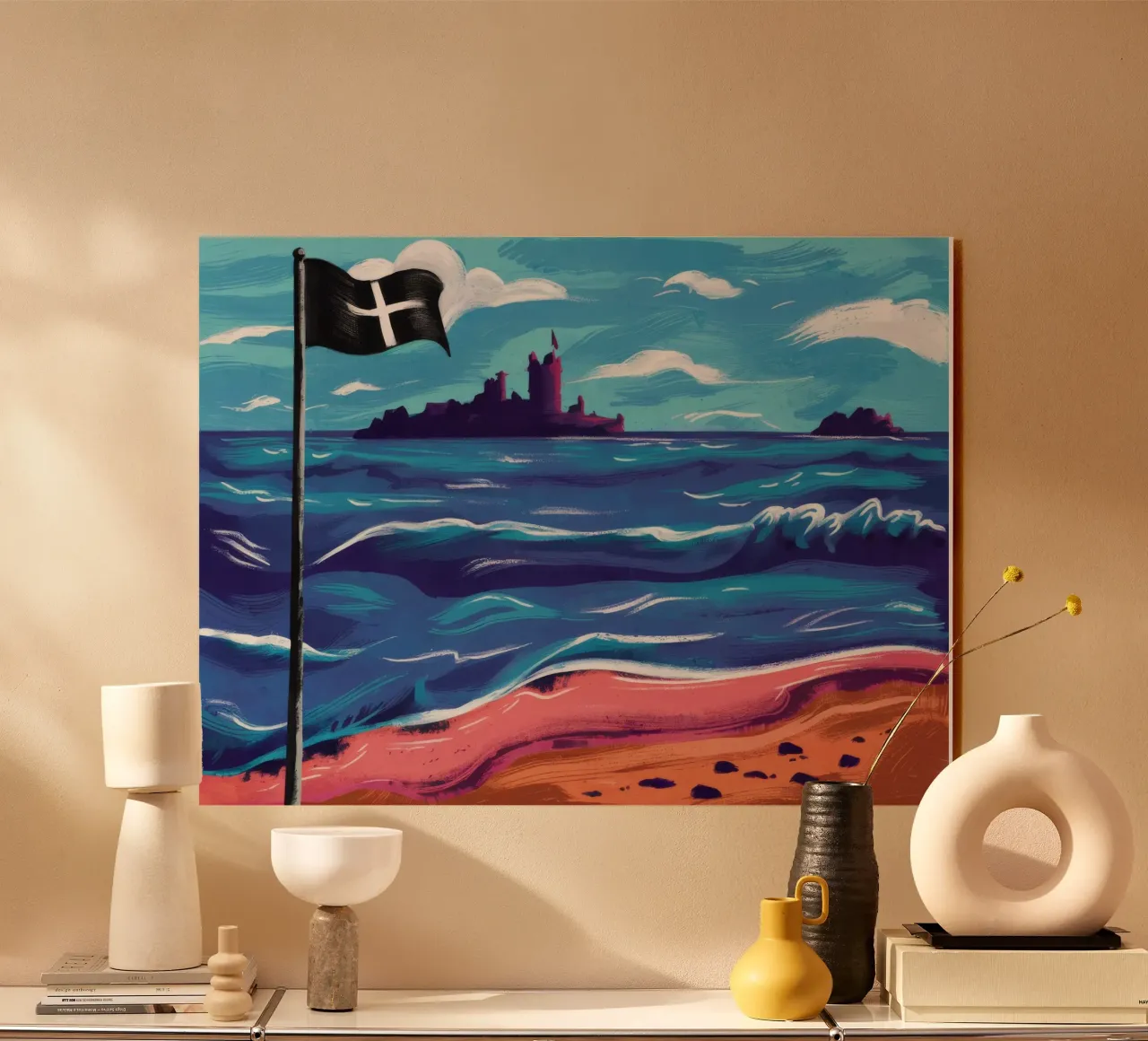 Bandiera nera sulla spiaggia plexiglass da Silk Palette