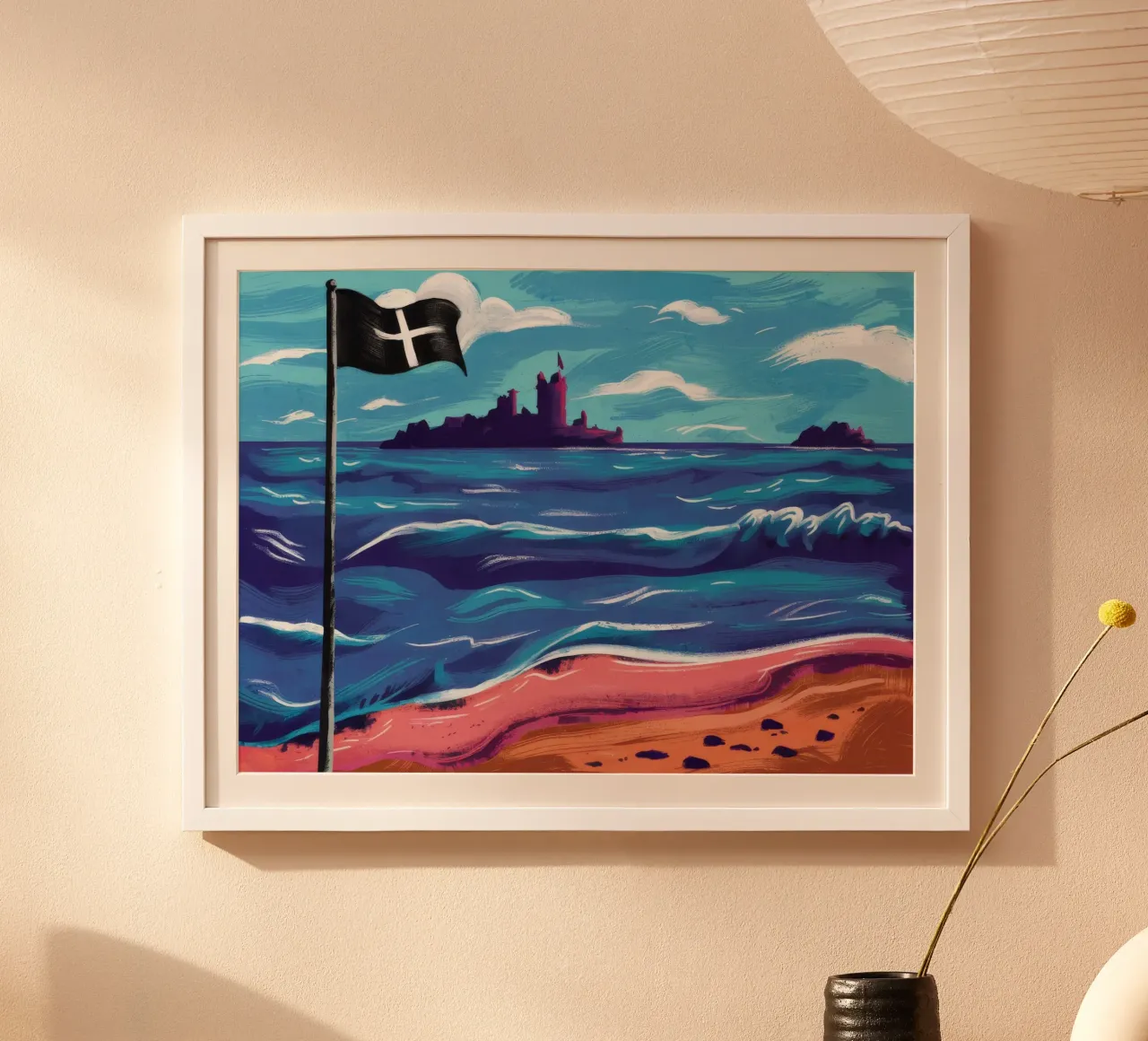 Bandiera nera sulla spiaggia carta hahnemühle da Silk Palette