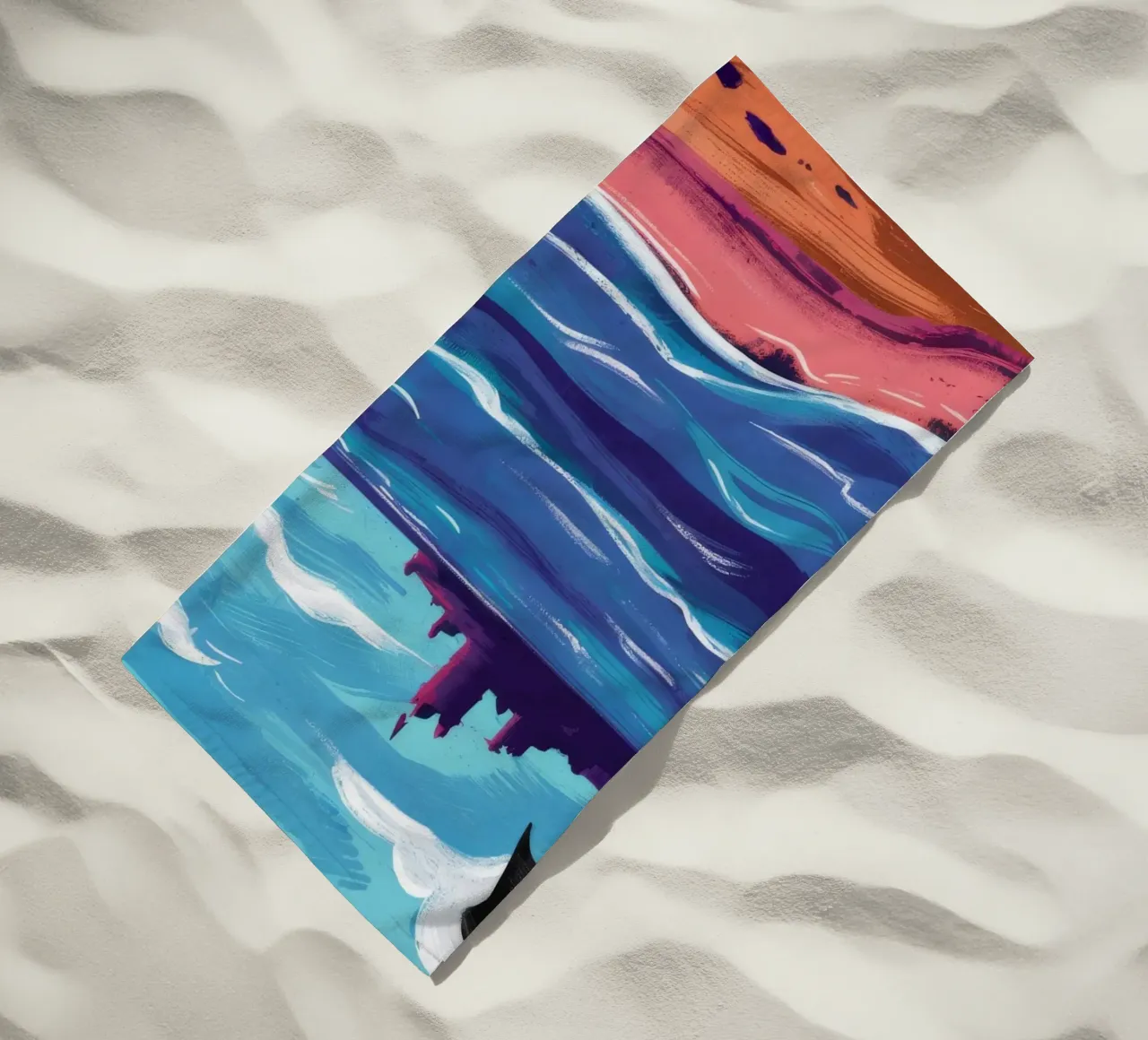 Bandiera nera sulla spiaggia telo mare da Silk Palette