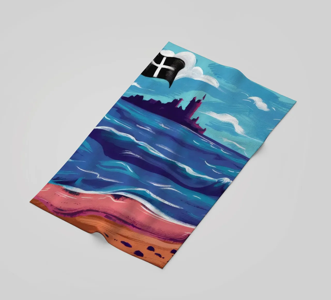 Bandiera nera sulla spiaggia telo mare da Silk Palette