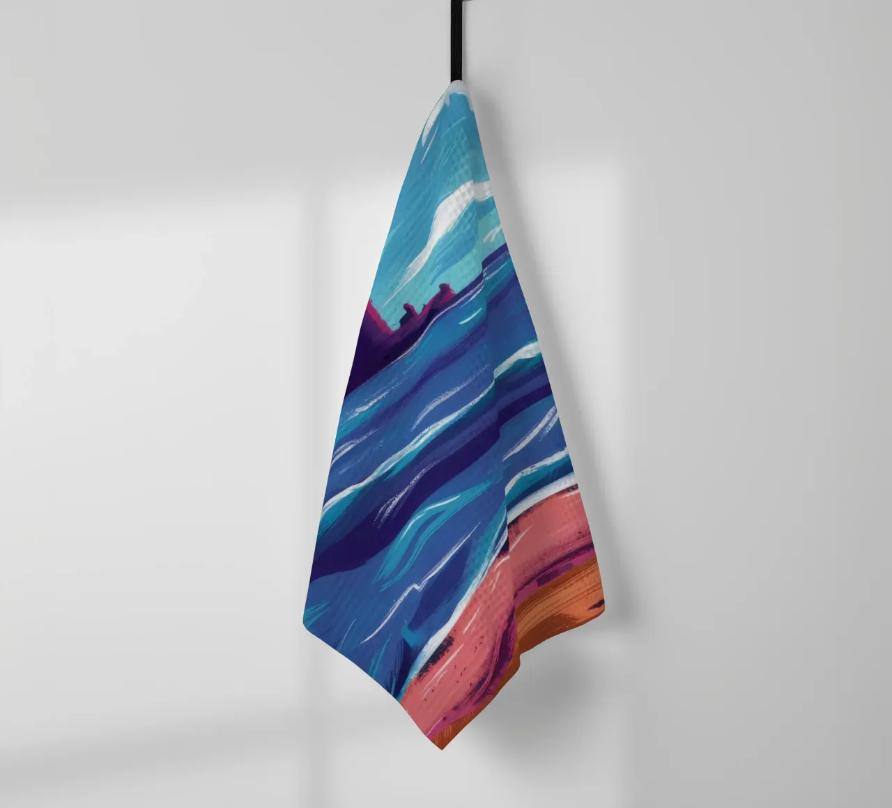 Zwarte vlag aan wal theedoek van Silk Palette
