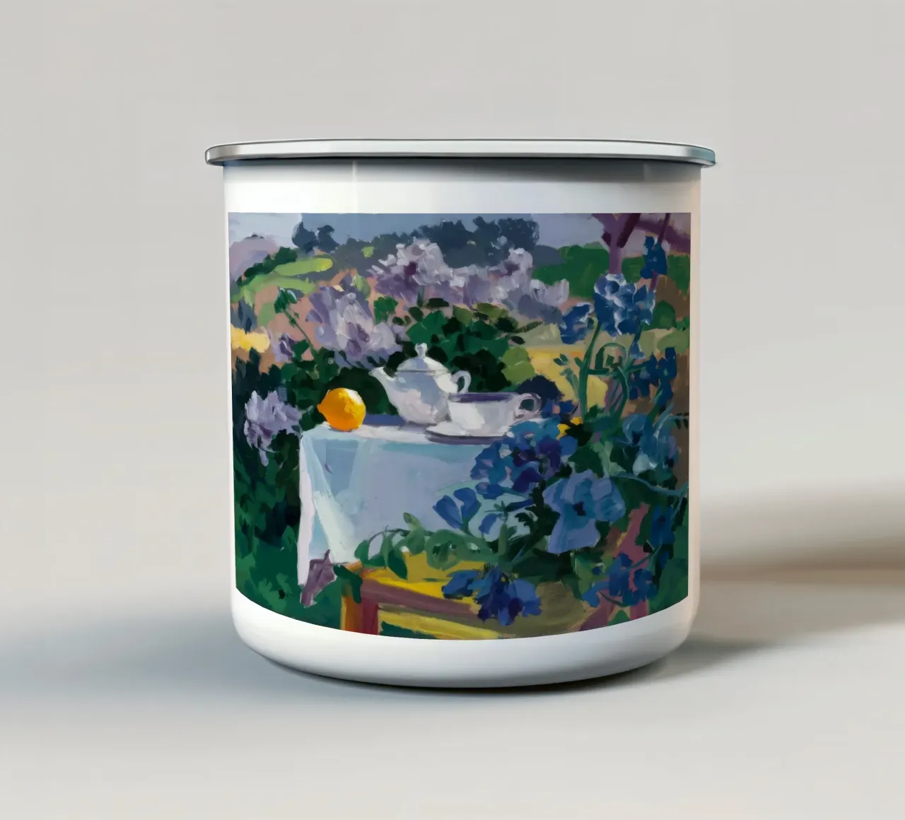 Giardino dell'Iris Serenity tazza in smalto da Radiance Landscape