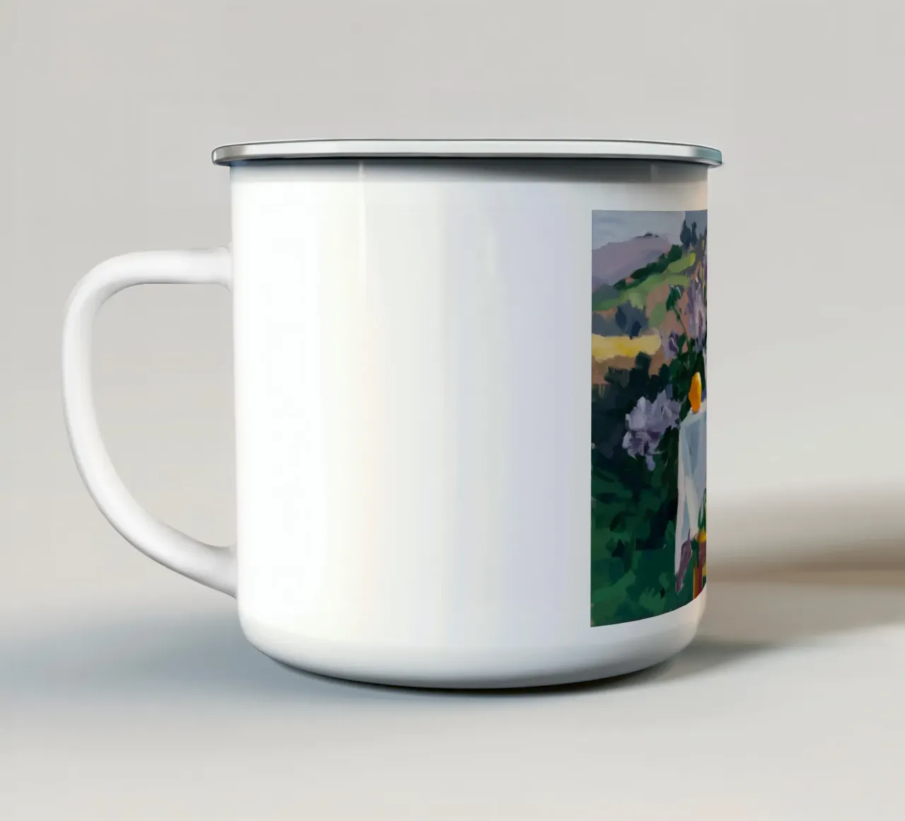 Giardino dell'Iris Serenity tazza in smalto da Radiance Landscape