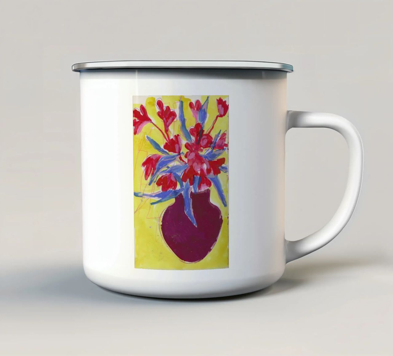 First Half Yellow Sketchbook Page tazza in smalto da Sonia Brittain