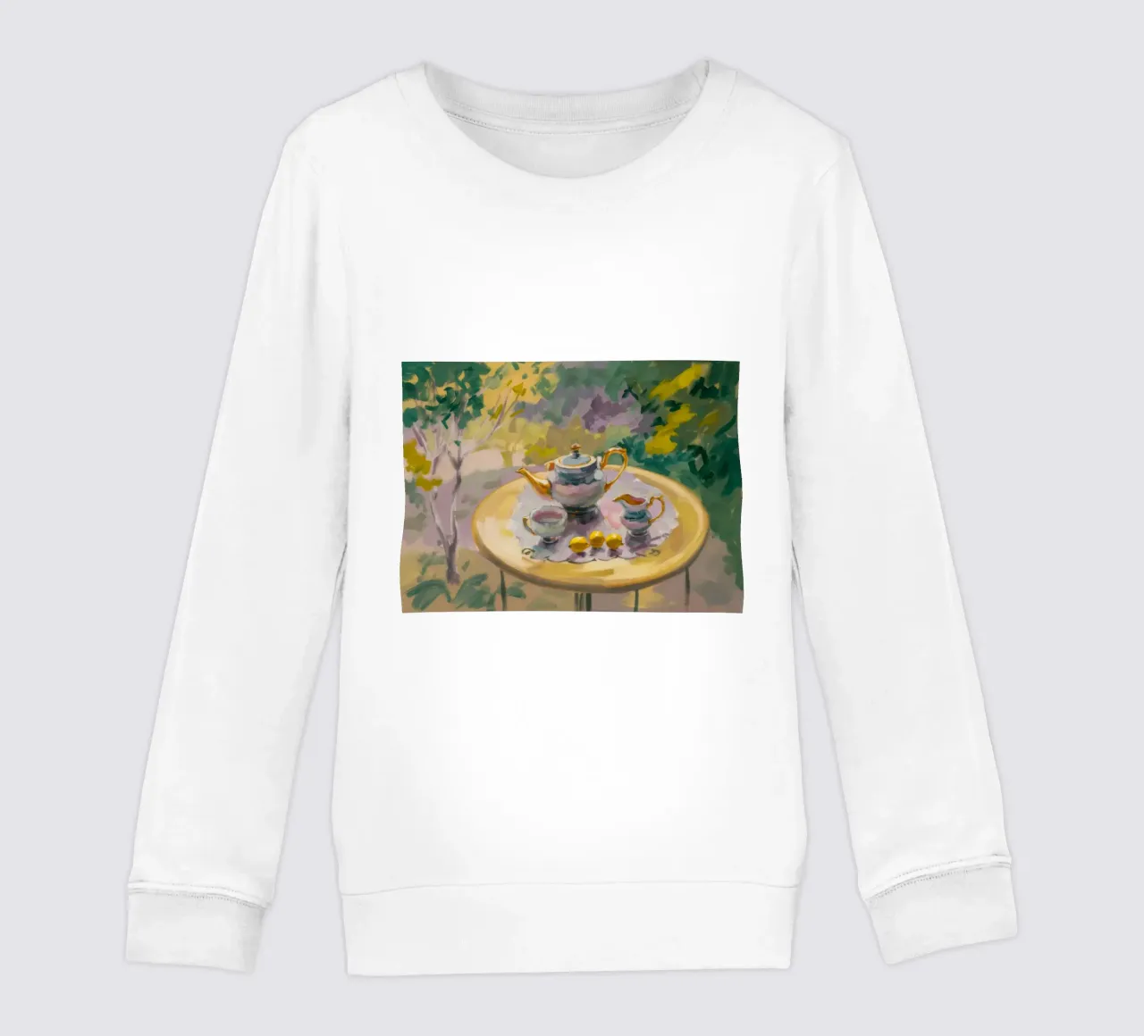 Gilded Tea Repast kids sweatshirt by Radiance Landscape