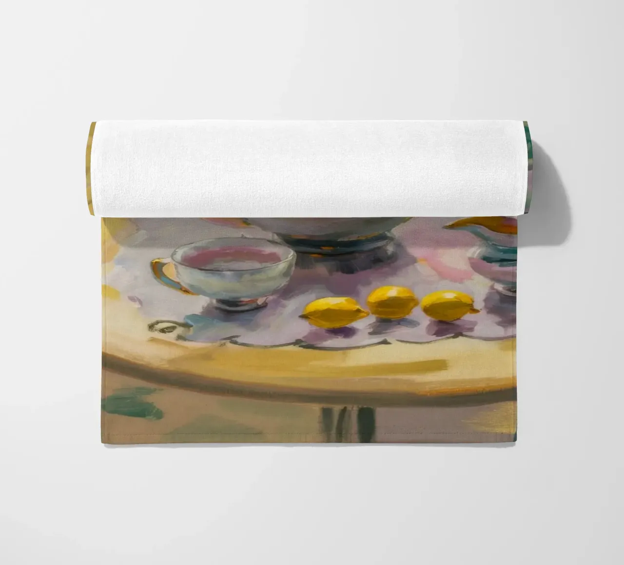 Gilded Tea Repast beach towel by Radiance Landscape
