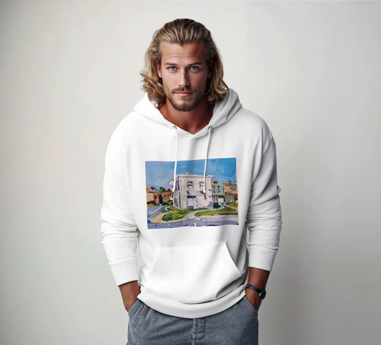 Incrocio di edifici bianchi felpa con cappuccio da Silk Palette