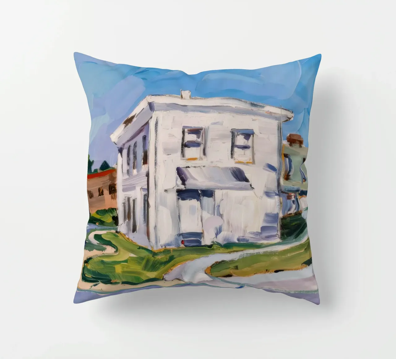 Incrocio di edifici bianchi cuscino da Silk Palette