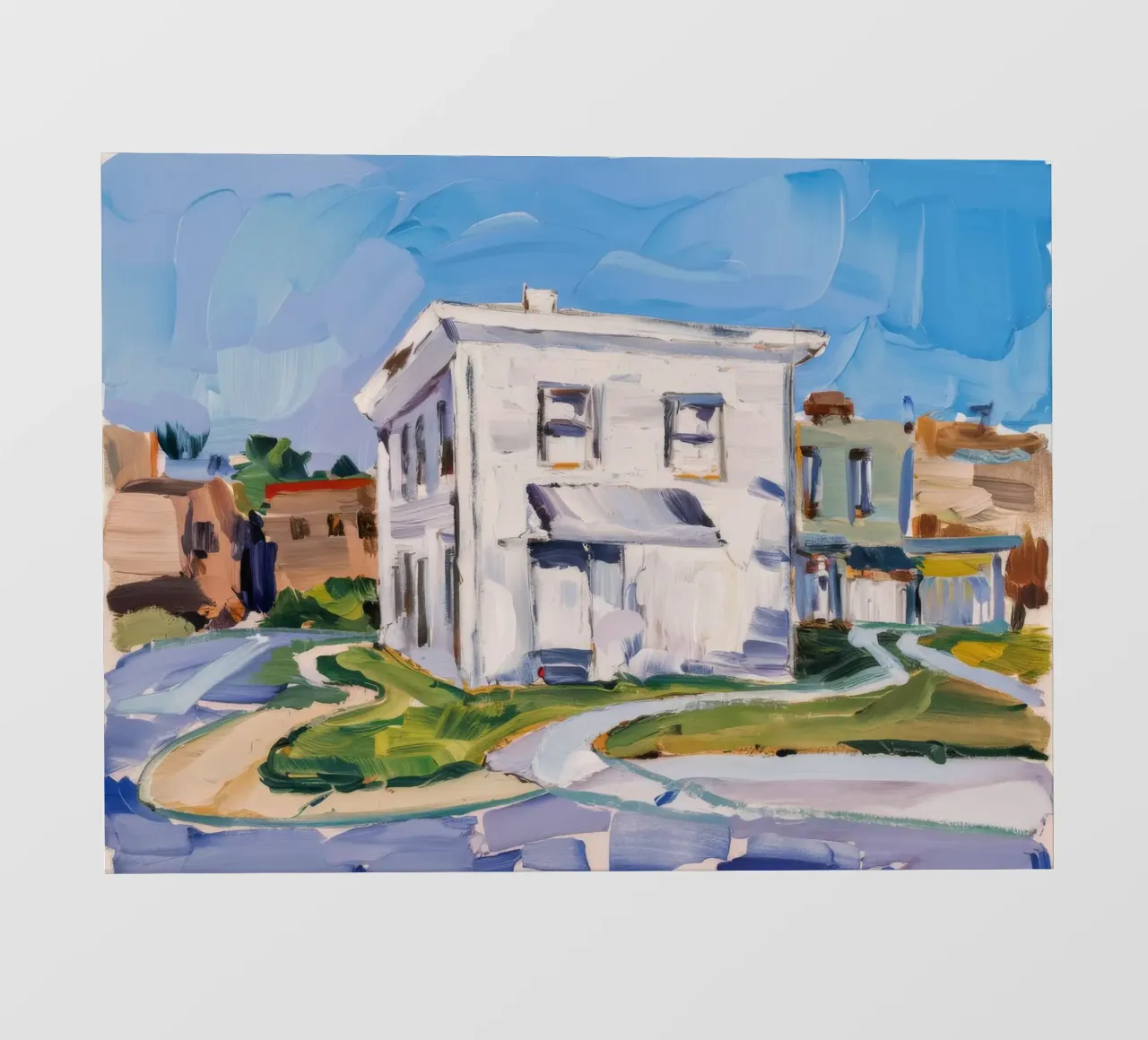 Incrocio di edifici bianchi pellicola backlit da Silk Palette