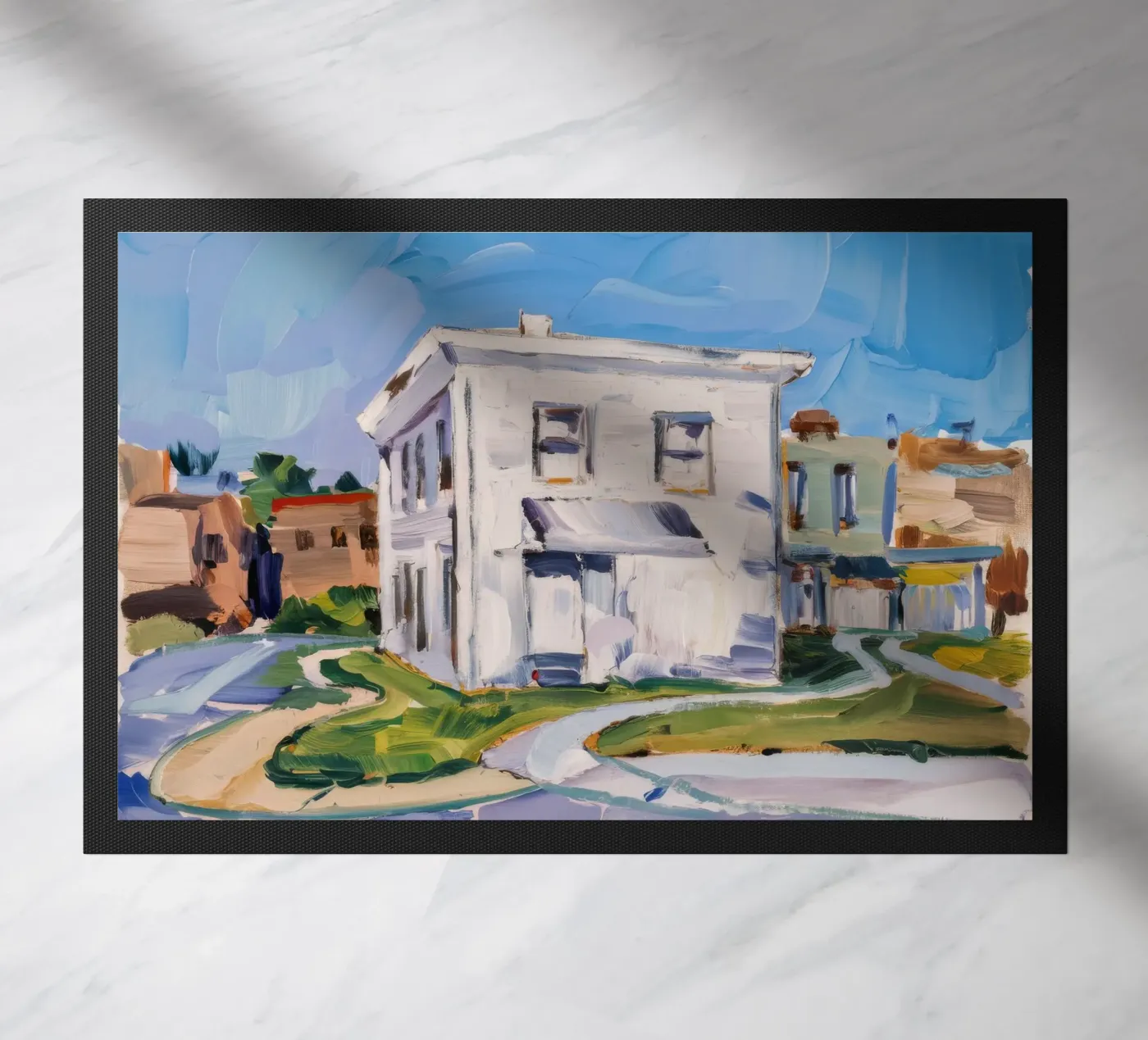 White Building Crossroads Fußmatte von Silk Palette