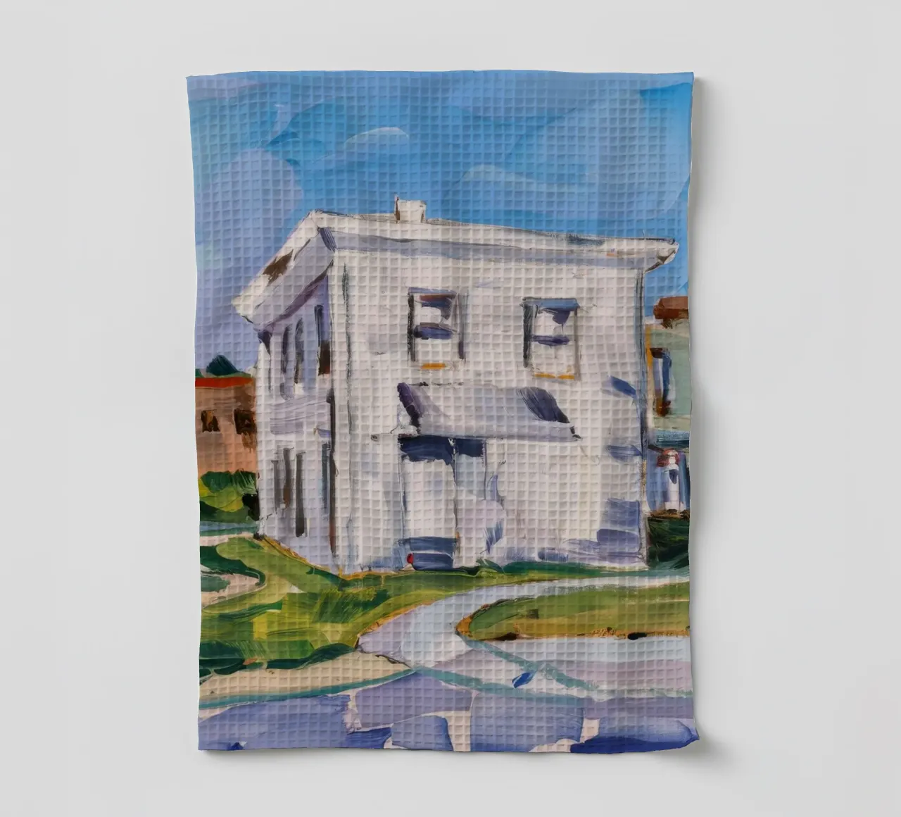 Incrocio di edifici bianchi canovaccio da cucina da Silk Palette