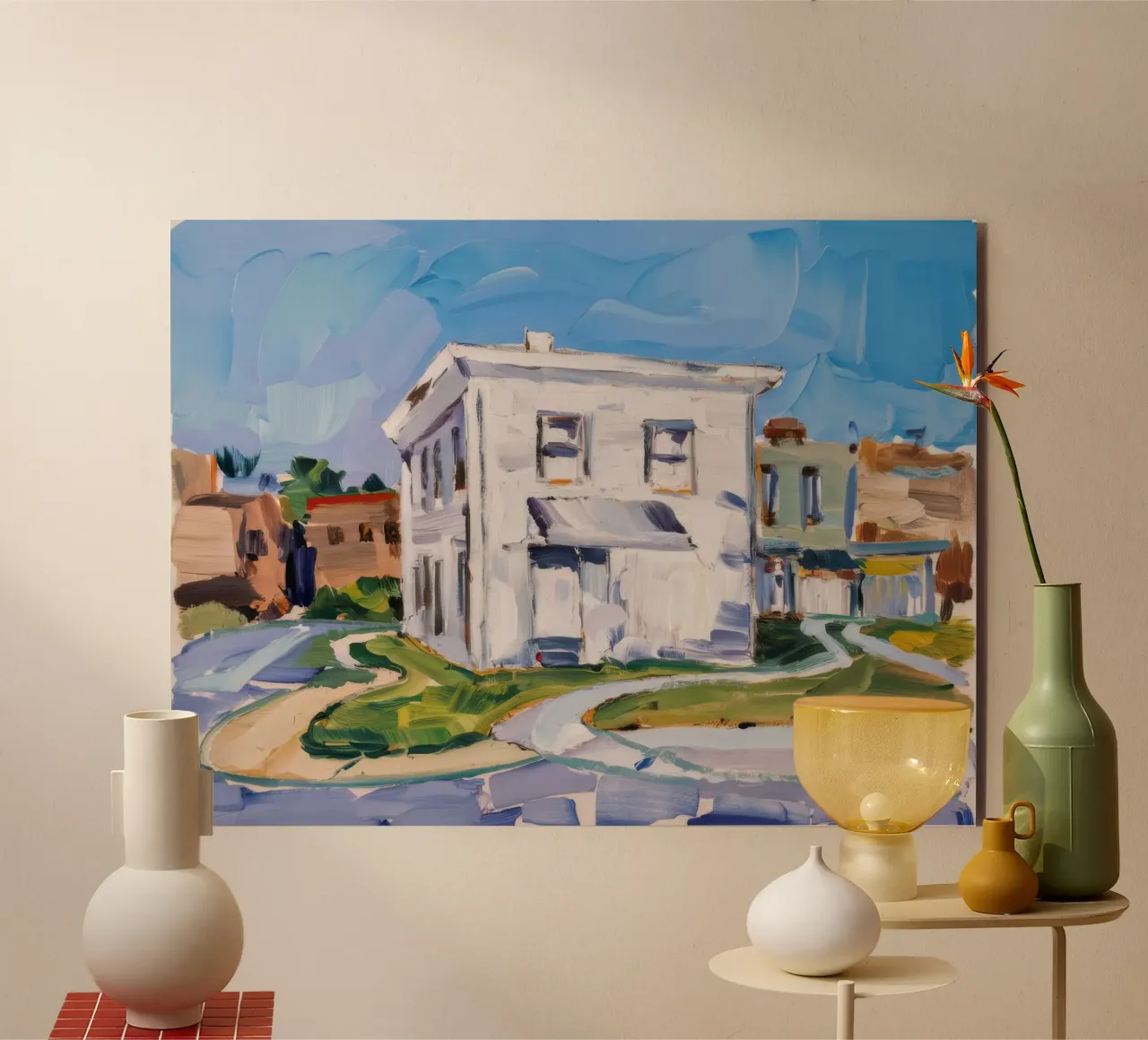 Incrocio di edifici bianchi pannello forex da Silk Palette