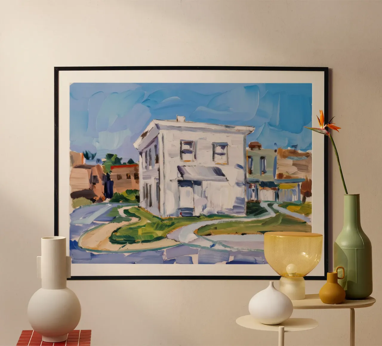 Incrocio di edifici bianchi poster da Silk Palette