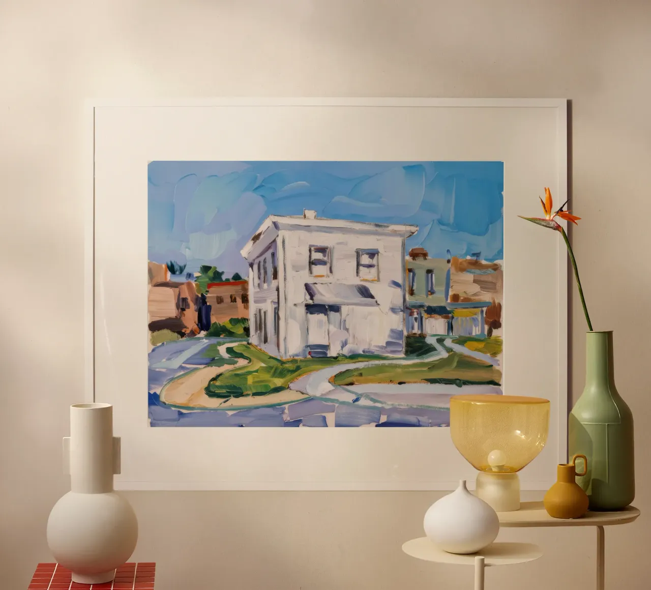 Incrocio di edifici bianchi poster da Silk Palette