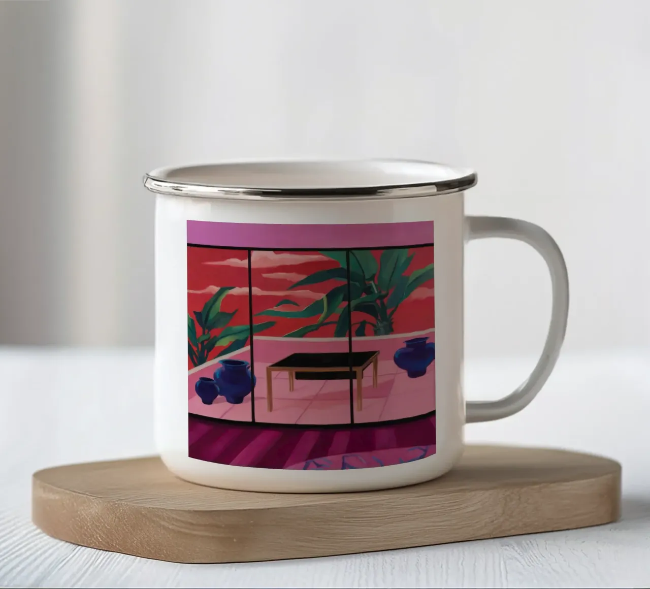 Roseate Leafy Vista tazza in smalto da Opal Strokes
