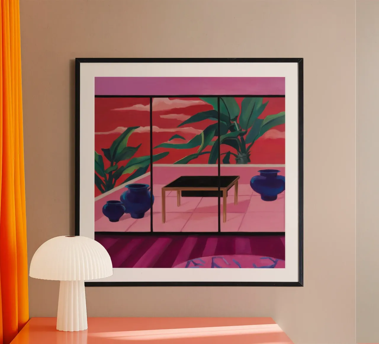 Roseate Leafy Vista poster con telaio in legno da Opal Strokes
