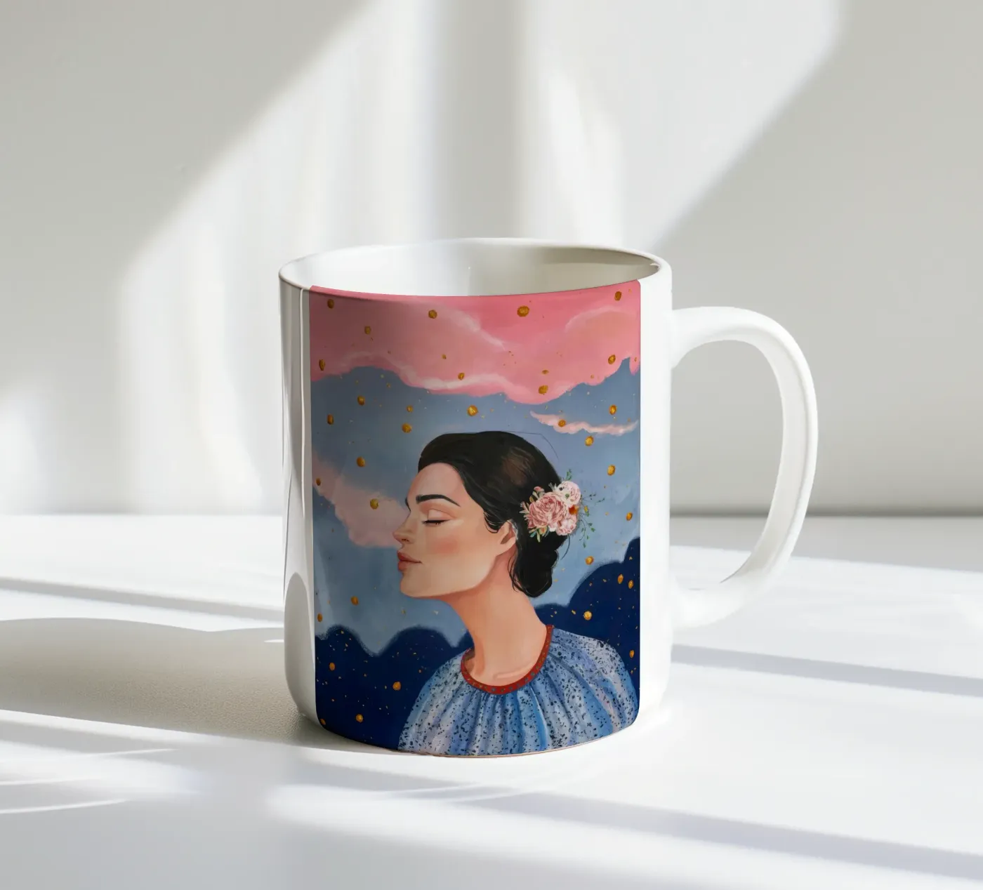 Celestial Dot Profile ceramic mug by Vivid Reverie