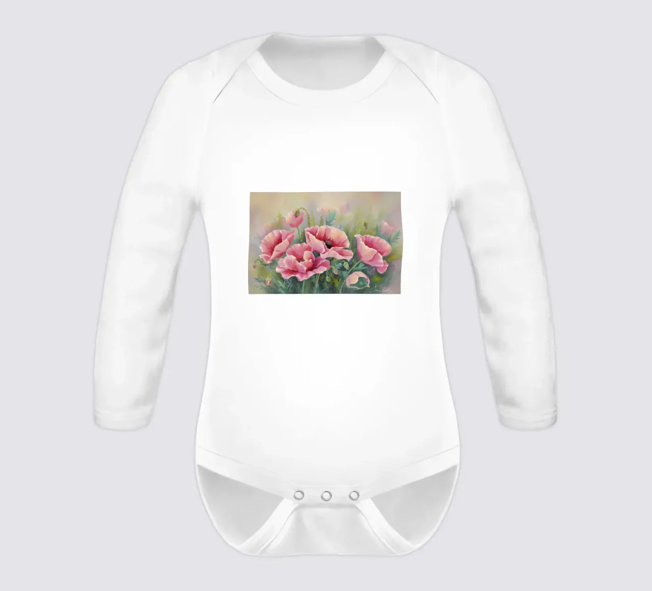 Papavero di velluto in fiore body neonato maniche lunghe da Dream Spectrum