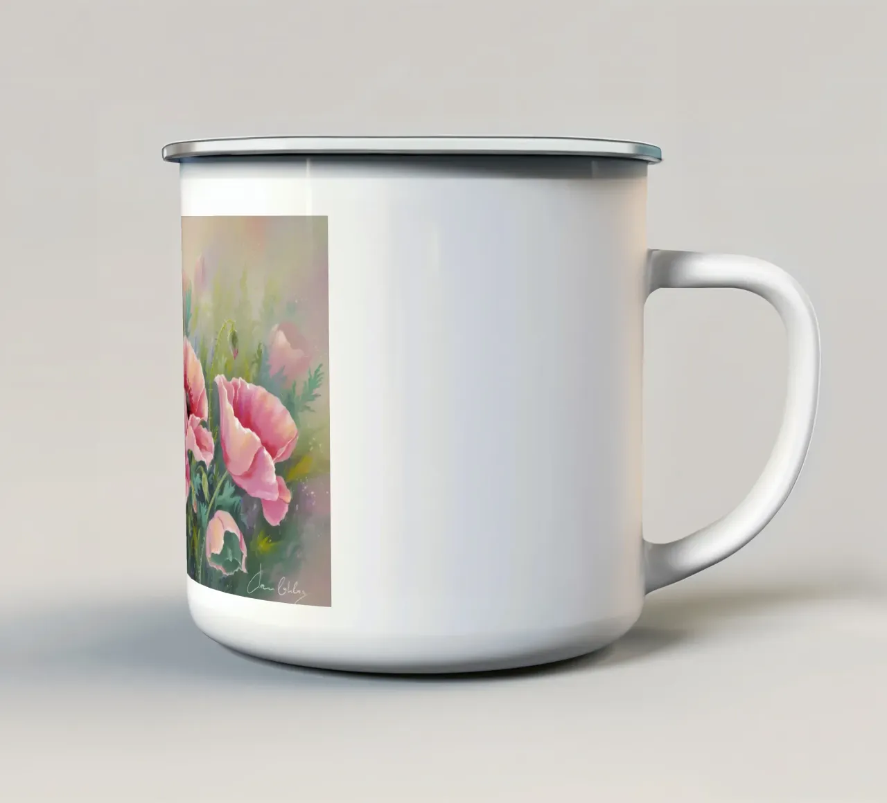 Papavero di velluto in fiore tazza in smalto da Dream Spectrum