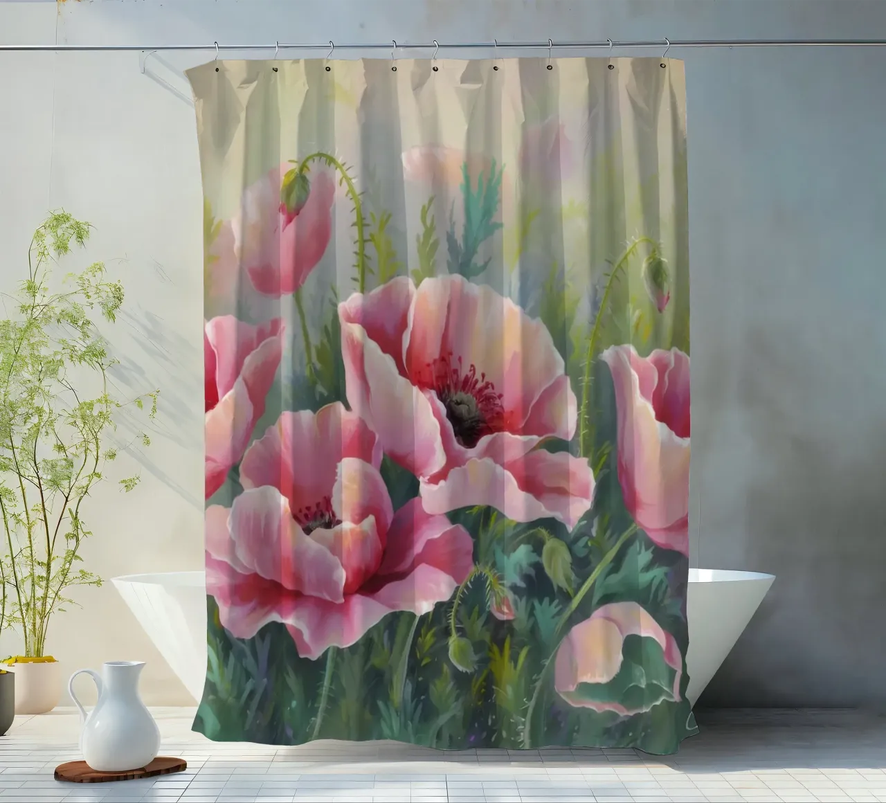 Papavero di velluto in fiore tenda da doccia da Dream Spectrum