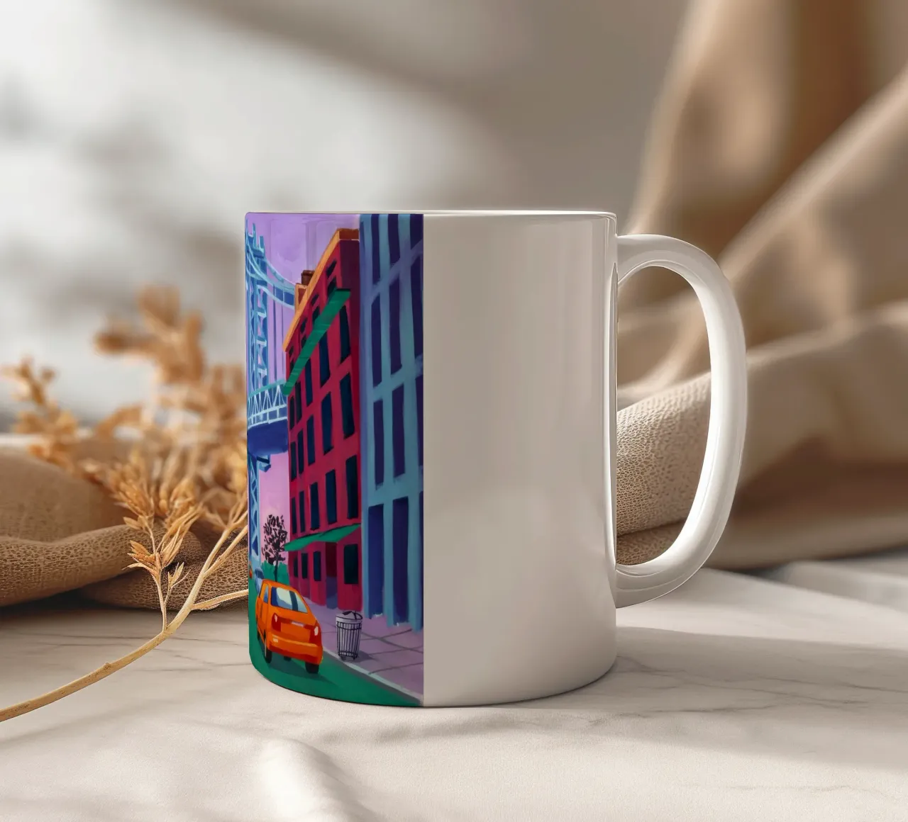 Blick auf die Manhattan Bridge Keramik Tasse von Silk Palette