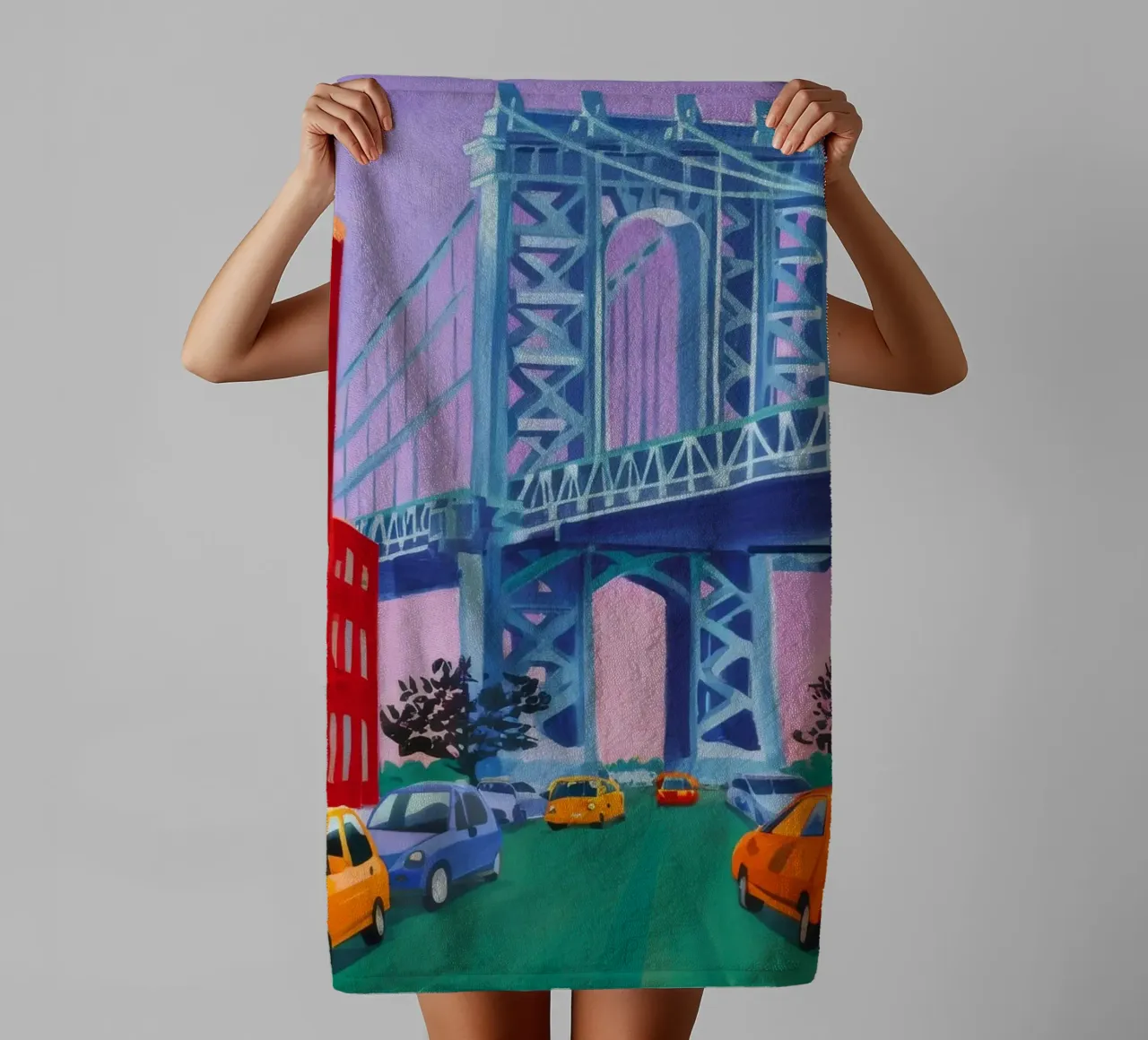 Vue du pont de Manhattan serviette de bain de Silk Palette