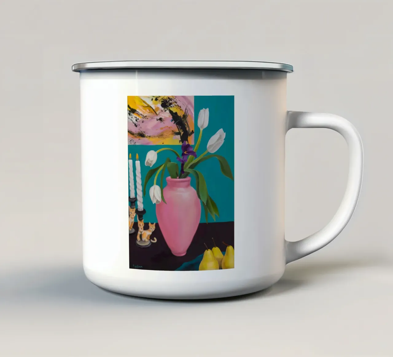 Cerise Tulip Glow tazza in smalto da Opal Strokes