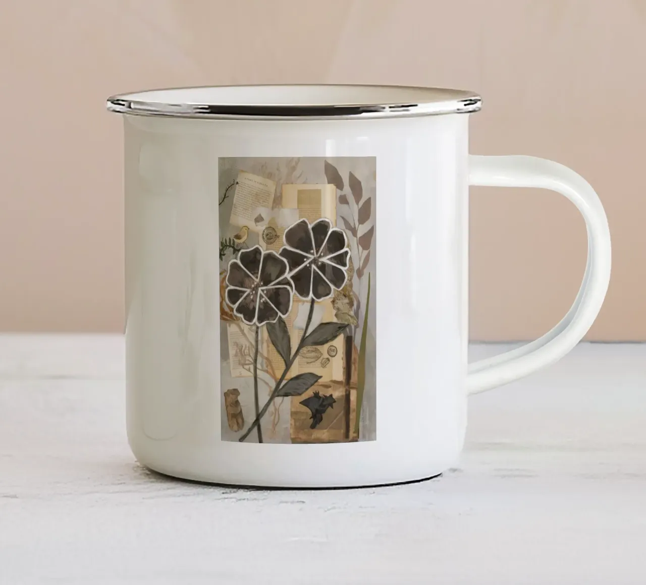 Cronaca monocromatica della fioritura tazza in smalto da Dream Spectrum