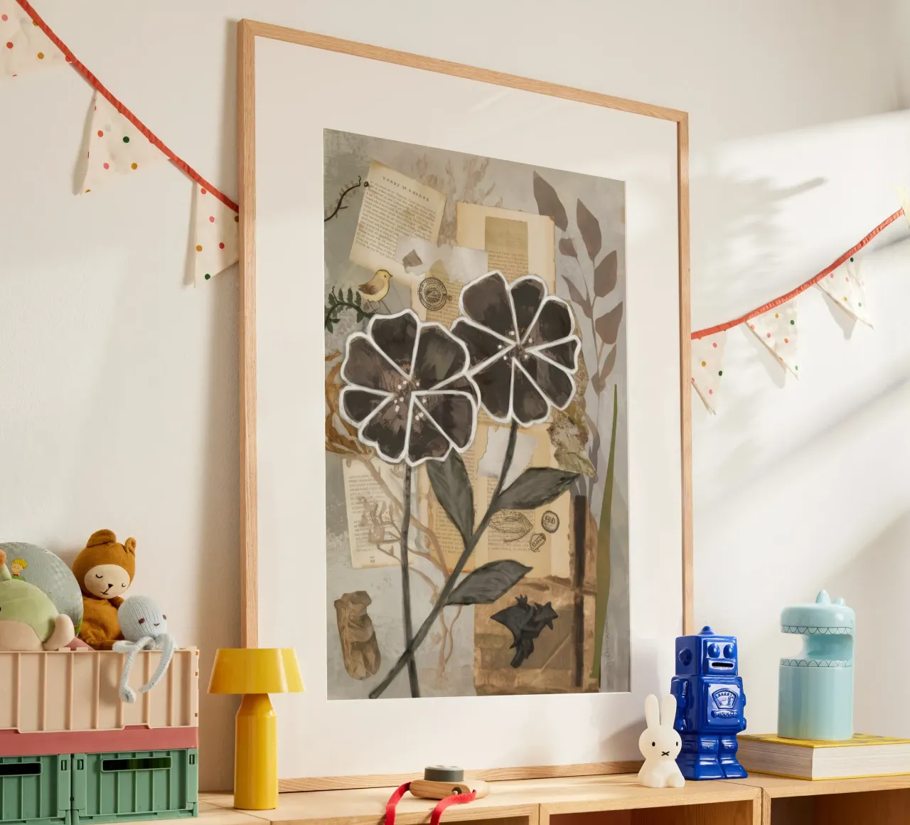 Cronaca monocromatica della fioritura poster con telaio in plastica da Dream Spectrum