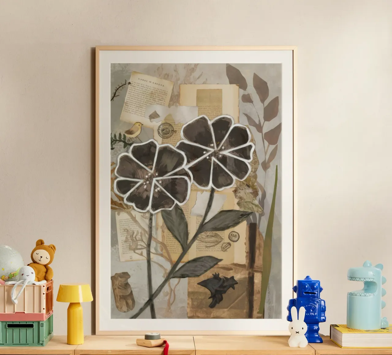 Cronaca monocromatica della fioritura poster con telaio in plastica da Dream Spectrum