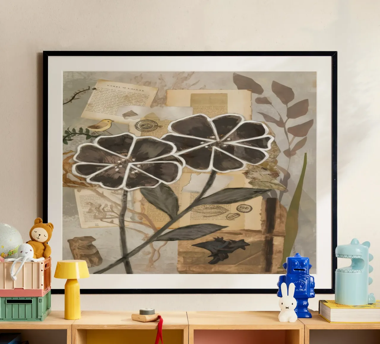 Cronaca monocromatica della fioritura poster con telaio in plastica da Dream Spectrum