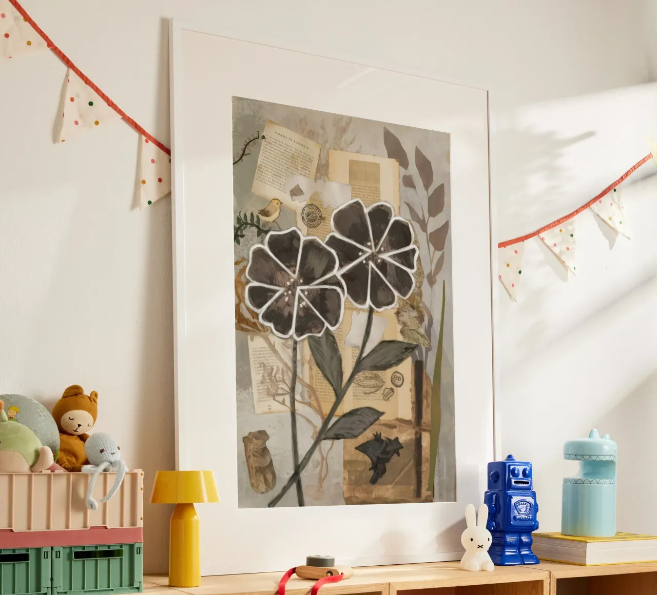 Cronaca monocromatica della fioritura poster con telaio in plastica da Dream Spectrum