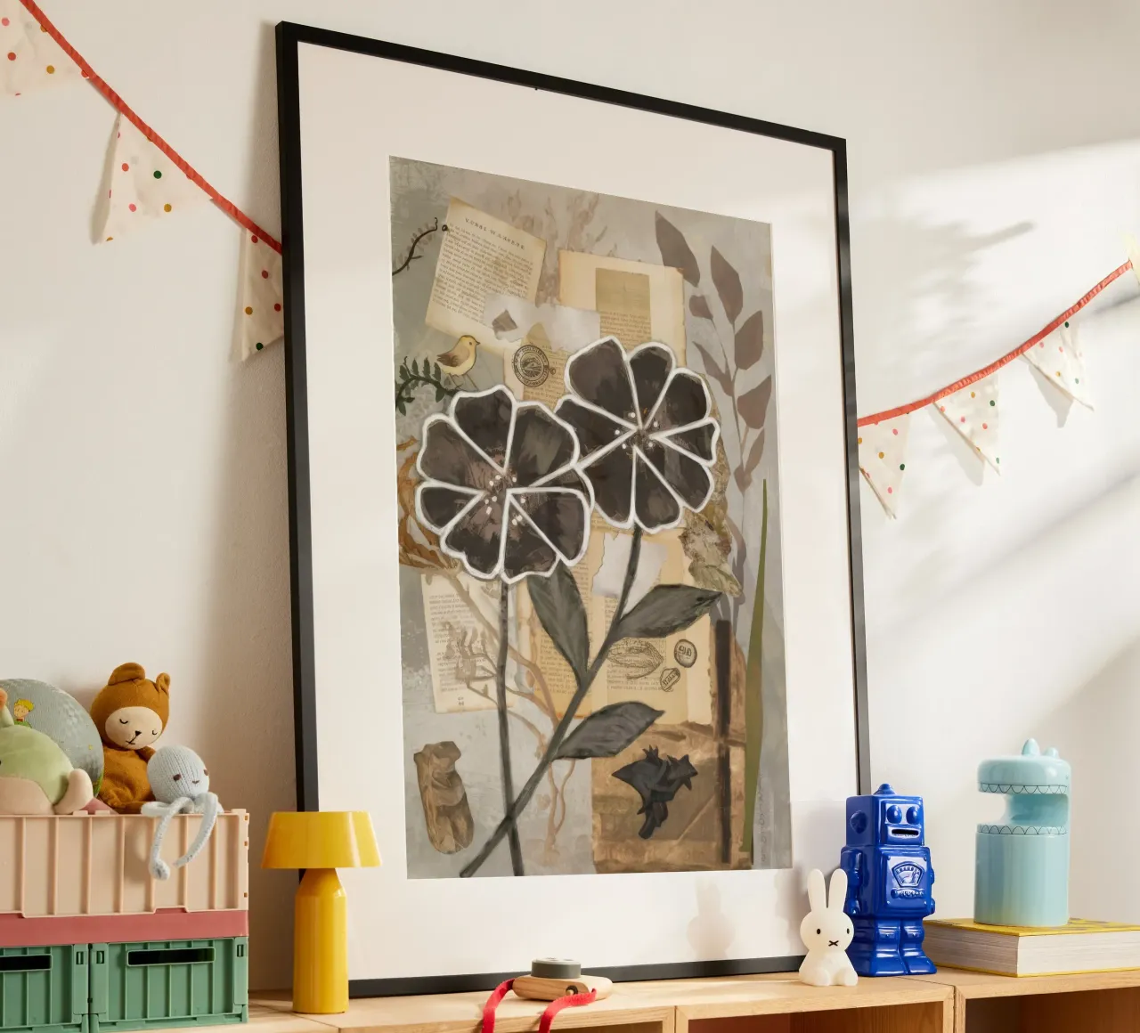 Cronaca monocromatica della fioritura poster con telaio in plastica da Dream Spectrum