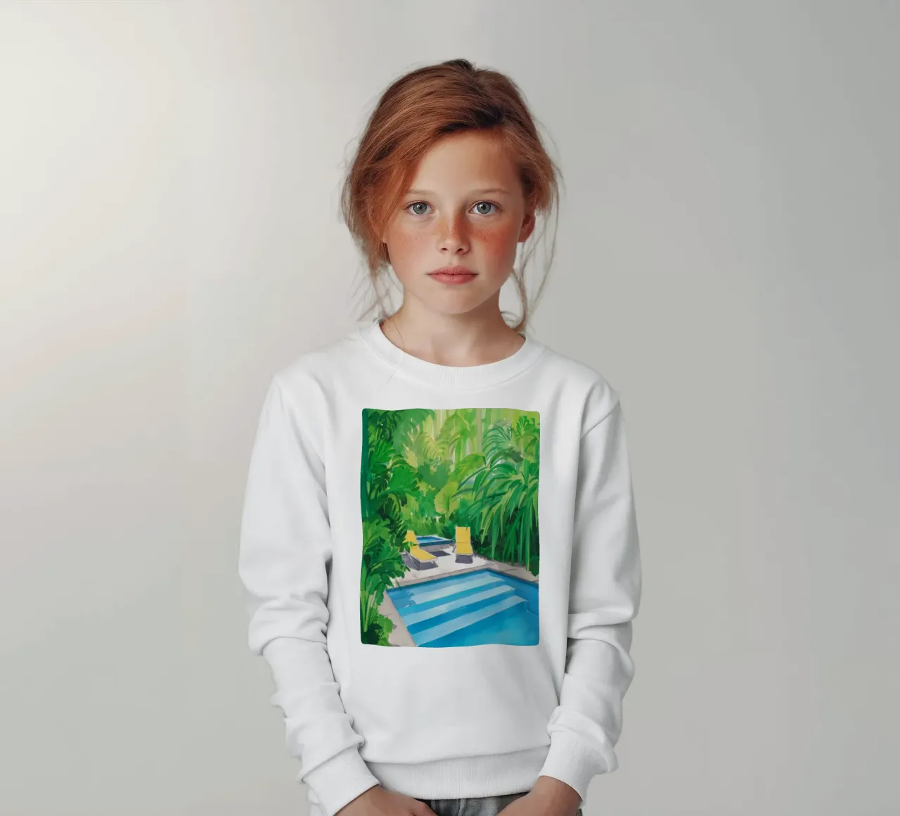 Verdant Pool Retreat kids sweatshirt by Infinite Chroma