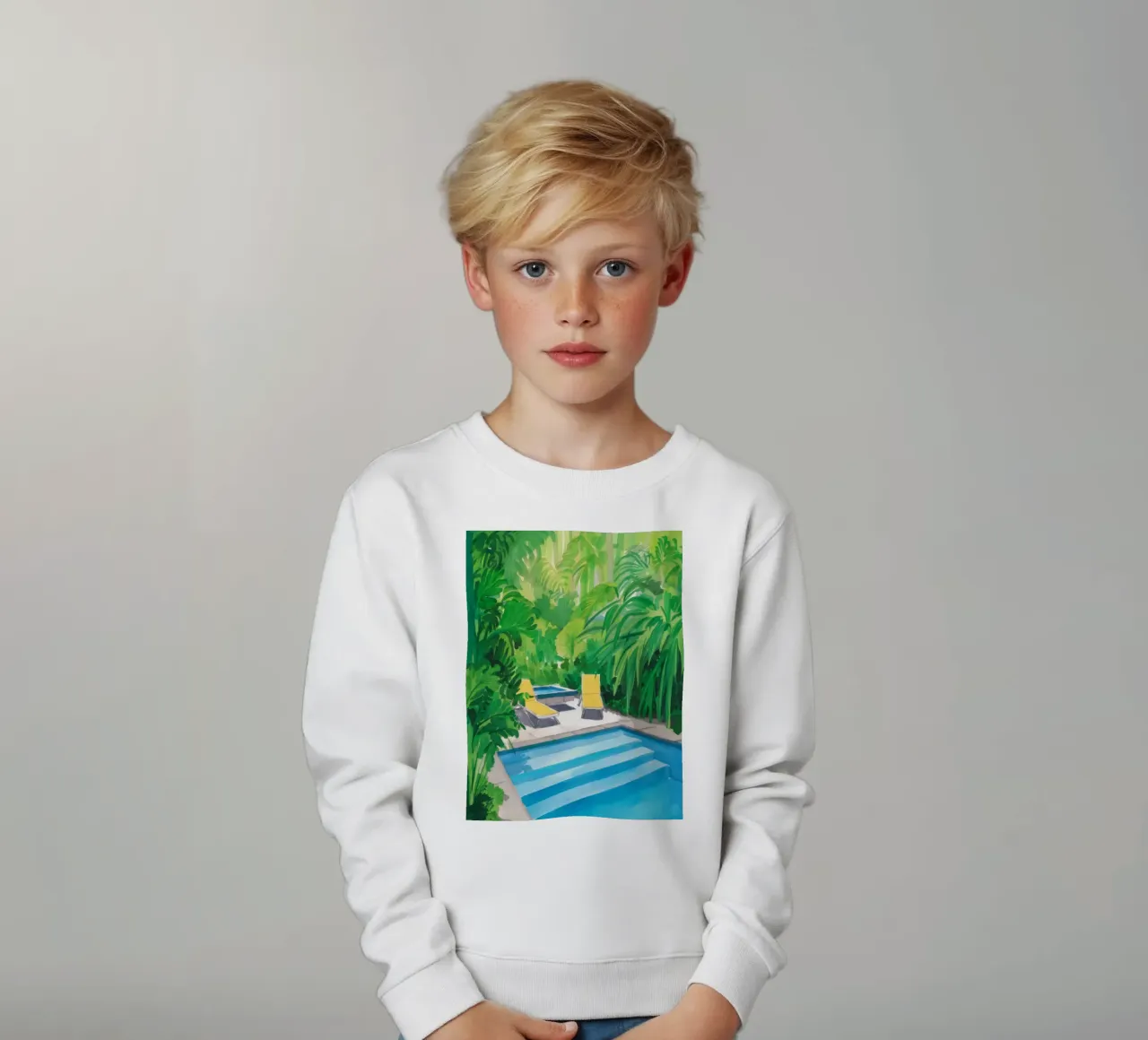 Verdant Pool Retreat kids sweatshirt by Infinite Chroma