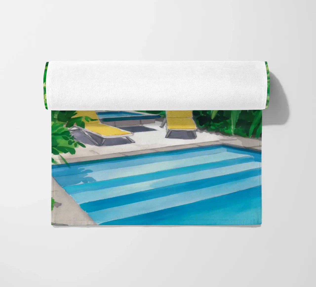 Verdant Pool Retreat beach towel by Infinite Chroma