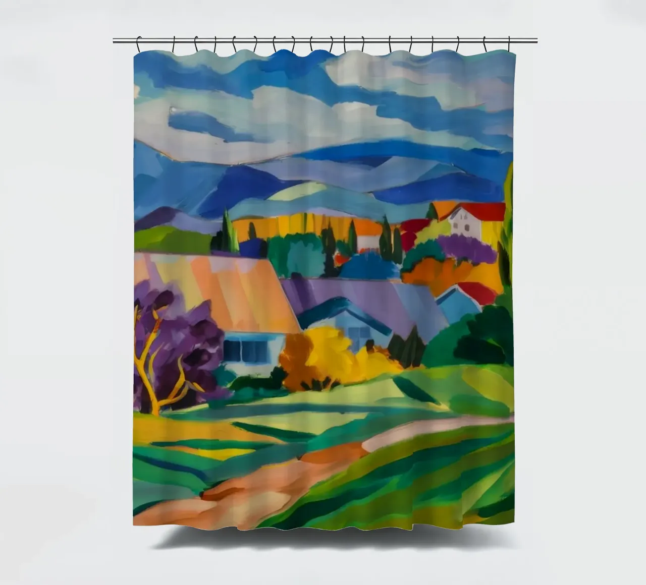 Homestead Sunset Path shower curtain by Radiance Landscape