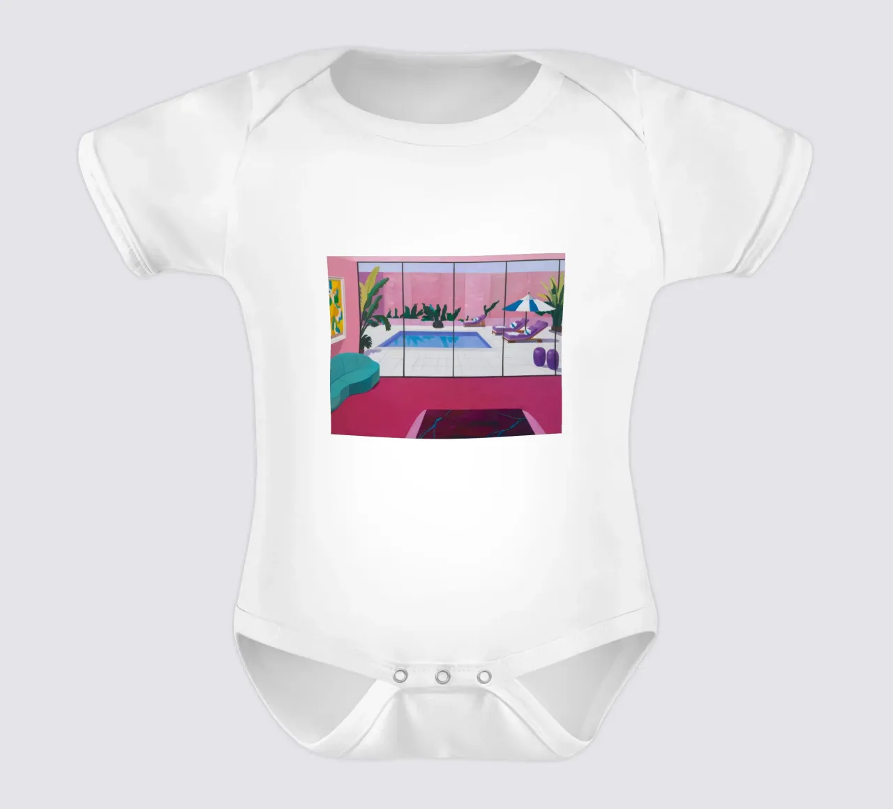 Azure Poolside Glückseligkeit Kurzarm Babybody von Opal Strokes
