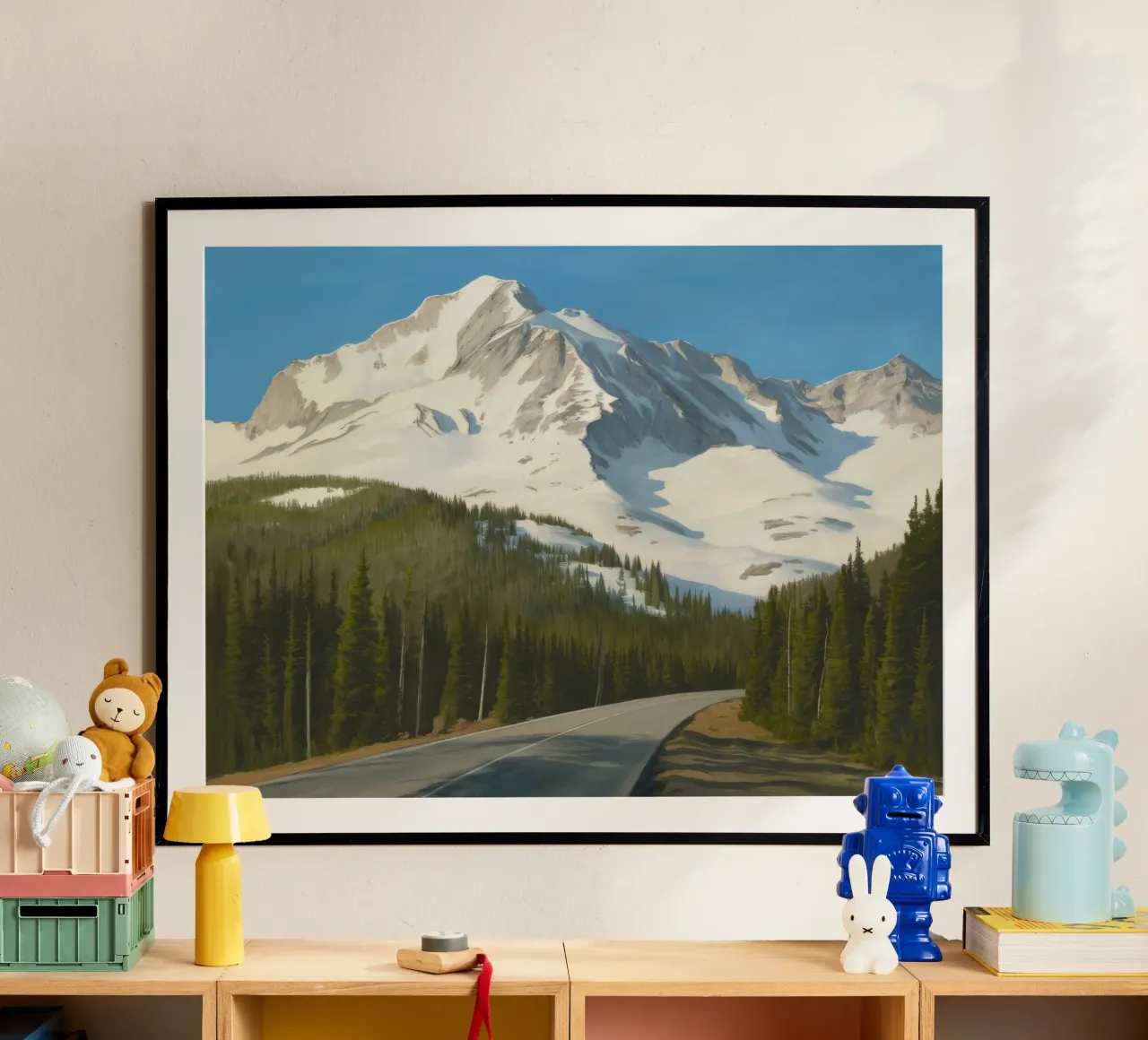 Maestoso picco innevato poster con telaio in plastica da Silk Palette